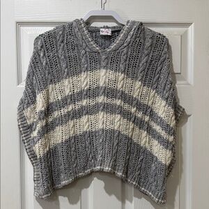 Justice Gray and Cream Knit Poncho